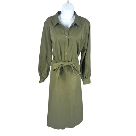 Olive Tory Green Lantern Sleeve Shirt Dress Midi XL NWT Tuckernuck - Picture 5 of 12